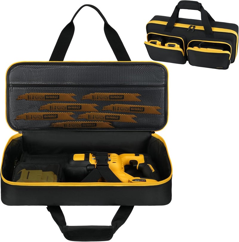 MRINCA Carrying Case Compatible with DEWALT 20V/60V Reciprocating Saw DCS380B/DCS382B/DCS389B and Milwaukee M18 2821-20/2621-20/2722-20, ​​with Multiple Accessory Pockets for RYOBI PCL515B Reciprocating Saw - Image 1